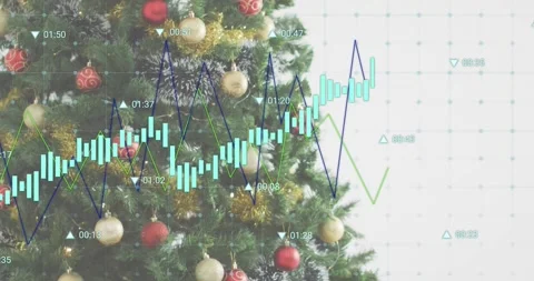 Translucent bars appearing on Christmas tree rising falling dual-color lines Stockbeeldmateriaal 317773099