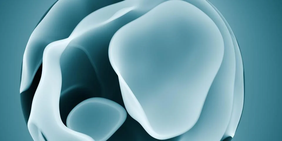 Translucent blue organic sphere 3d render Stock Illustration