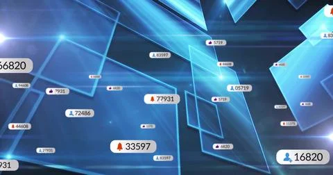 Translucent blue panels floating in data space, with notification bubbles Illustrazione stock