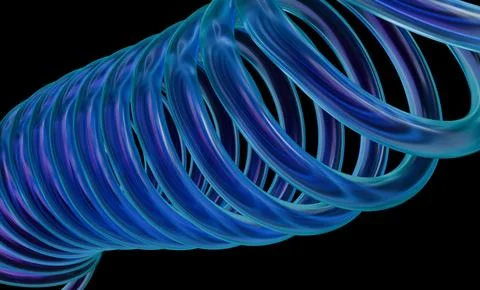 A translucent blue-purple spiral coil stretches diagonally across a black b.. Stock Illustration