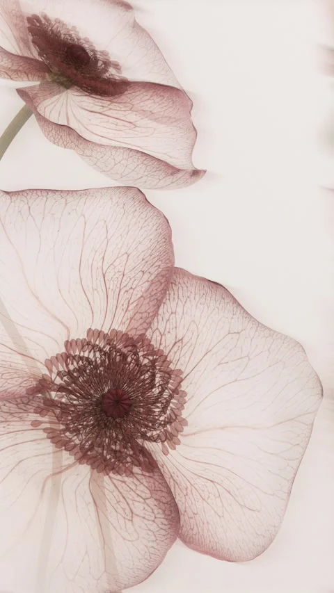 Translucent Brown Anemone Flowers Smoothly Blooming in X-ray Style with Det.. 库存影片 339285881