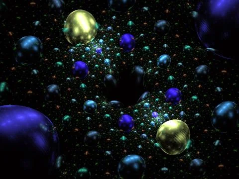 Translucent, bubbles texture with glow. Bright, multicolored bunches of 3d or Illustrazione stock