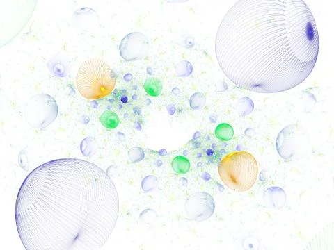 Translucent, bubbles texture with glow. Bright, multicolored bunches of 3d or Illustrazione stock