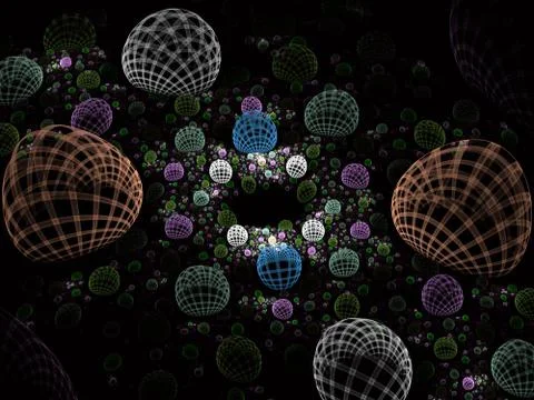 Translucent, bubbles texture with glow. Bright, multicolored bunches of 3d or Stock Illustration