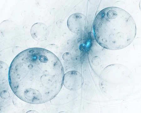 Translucent, bubbles texture with glow. Bright, multicolored bunches of 3d or Illustrazione stock