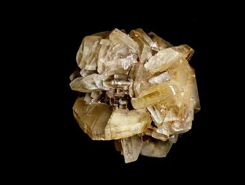Translucent Calcite Crystal Cluster Dark Background Stock Photos