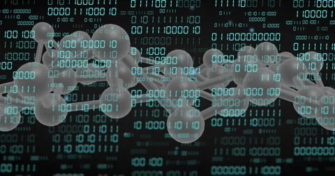 Translucent chain shifting and rotating to center as turquoise binary refreshes, Stock Footage 328583927
