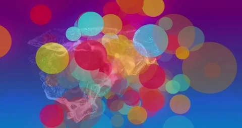 Translucent circle drifting right initiating discs clustering around mesh for Stock Footage 317185767