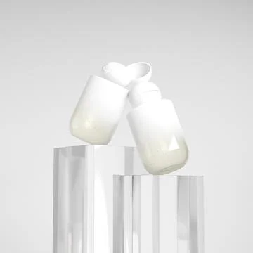 Translucent cosmetic plastic bottle with ball shape flip cap mockup Stock Illustration