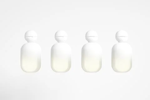 Translucent cosmetic plastic bottle with ball shape flip cap mockup Stock Illustration