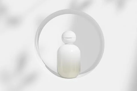 Translucent cosmetic plastic bottle with ball shape flip cap mockup Stock Illustration