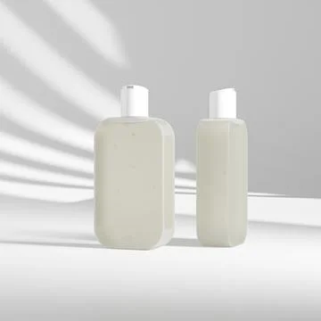 Translucent cosmetic plastic bottle with disk top flip cap mockup Stock Illustration