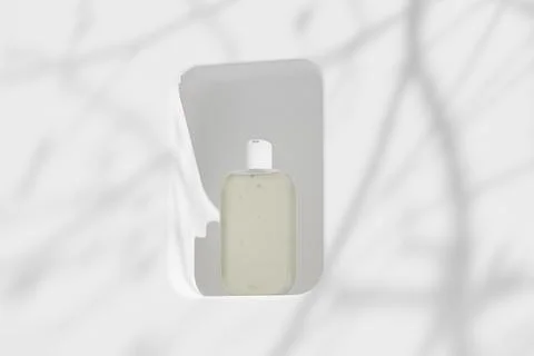 Translucent cosmetic plastic bottle with disk top flip cap mockup Stock Illustration