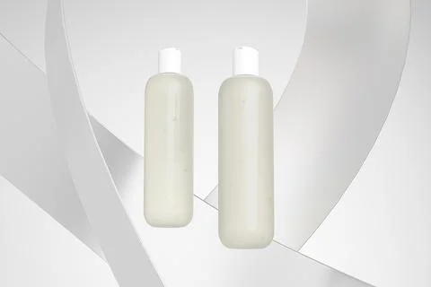 Translucent cosmetic plastic bottle with disk top flip cap mockup Stock Illustration