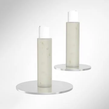 Translucent cosmetic plastic bottle with disk top flip cap mockup Stock Illustration