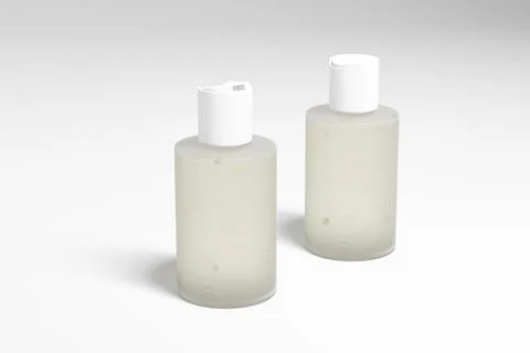 Translucent cosmetic plastic bottle with disk top flip cap mockup Stock Illustration