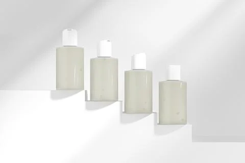 Translucent cosmetic plastic bottle with disk top flip cap mockup Stock Illustration