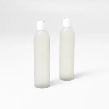 Translucent cosmetic plastic bottle with disk top flip cap mockup Stock Illustration