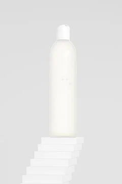 Translucent cosmetic plastic bottle with disk top flip cap mockup Stock Illustration