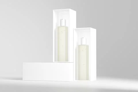 Translucent cosmetic plastic bottle with disk top flip cap mockup Stock Illustration