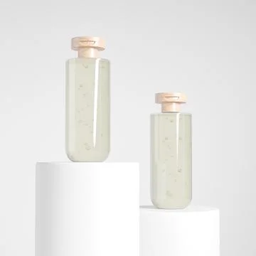 Translucent cosmetic plastic bottle with flipcap mockup Stock Illustration
