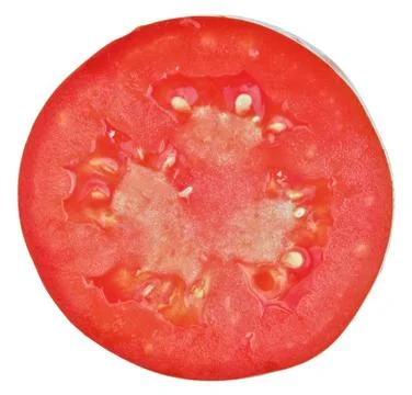 Translucent cross-section of tomato, macro Stock Photos
