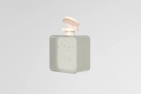 Translucent cubic shape bottle mockup, wooden flipcap and square water bottle イラスト素材