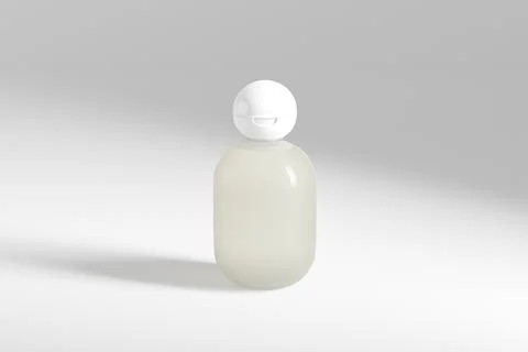 Translucent cylindrical bottle with ball shape flip cap mockup Stock Illustration