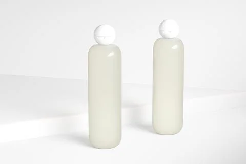 Translucent cylindrical bottle with ball shape flip cap mockup Stock Illustration