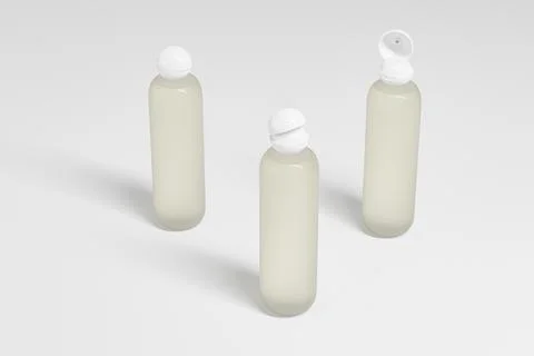 Translucent cylindrical bottle with ball shape flip cap mockup Stock Illustration