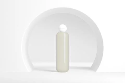 Translucent cylindrical bottle with ball shape flip cap mockup Stock Illustration