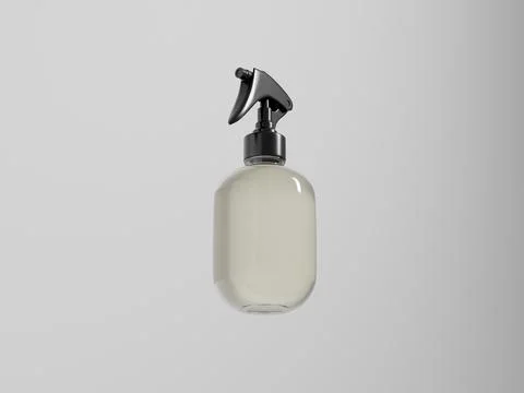 Translucent cylindrical trigger spray bottle mockup Stock-Illustration