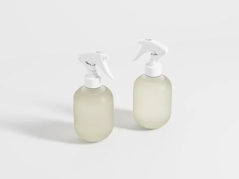 Translucent cylindrical trigger spray bottle mockup Stock Illustration