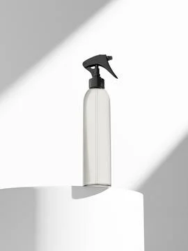 Translucent cylindrical Trigger spray bottle mockup Stock Illustration