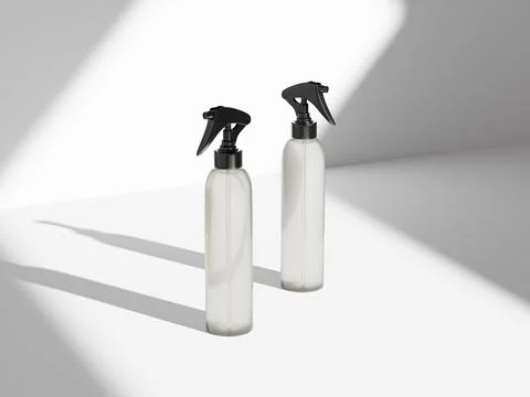 Translucent cylindrical Trigger spray bottle mockup Stock Illustration