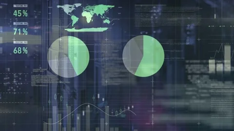 Translucent dashboard responding to real-time finance feed, updating charts, Stockbeeldmateriaal 332867052