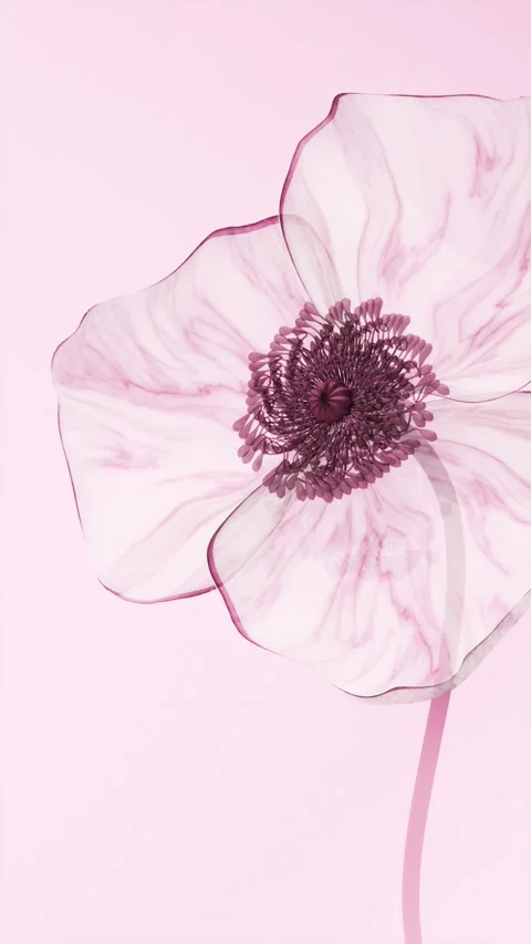 Translucent Delicate Pink Anemone Flower Smoothly Blooming in X-ray Style o.. Vídeo Stock 339285864