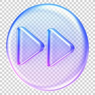 Translucent fast forward icon with glossy glassmorphism finish and smooth g.. Stock Illustration