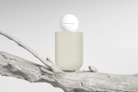 Translucent flat shoulder bottle with ball shape flip cap mockup Stock Illustration