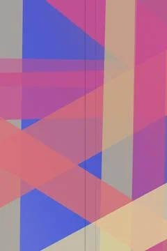 Translucent geometric planes overlap in cobalt, coral, mauve, and sand to c.. Stock Illustration