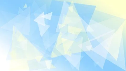 Translucent geometric polygon triangles overlap over a blue and pale yellow.. Stock Illustration