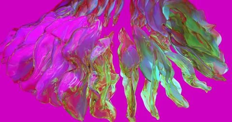 Translucent Glass Bloom: Abstract 3D Petals with Vibrant Iridescent Colors Stock Photos