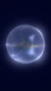 Translucent glass bubble with soft halo and lens flare on dark blue backgro.. Stock Illustration