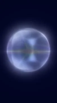 Translucent glass bubble with soft halo and lens flare on dark blue backgro.. Stock Illustration