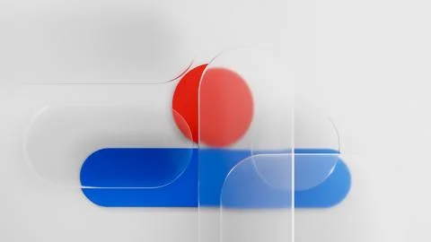 Translucent glass layers with red and blue shapes creating a modern background Stock Illustration