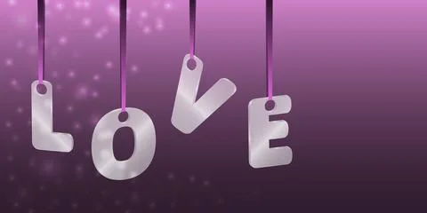 Translucent glass or plastic letters Love on a pink background. Stock Illustration