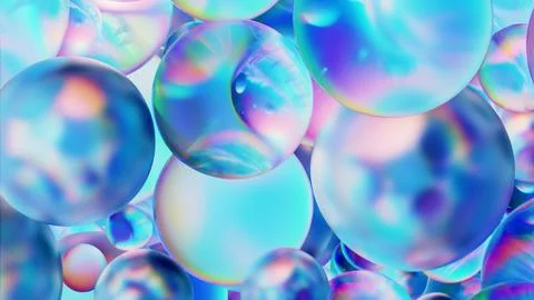 Translucent Glass Spheres Abstract Background 3d render Illustrazione stock