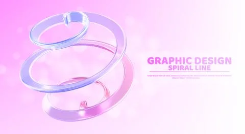 Translucent glass spiral rings floating on pink Stock Illustration