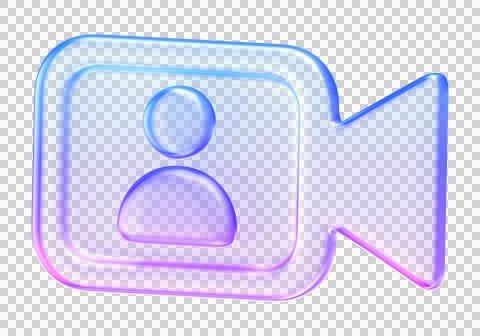 Translucent glass style video camera icon with soft blue and purple gradien.. Stock Illustration
