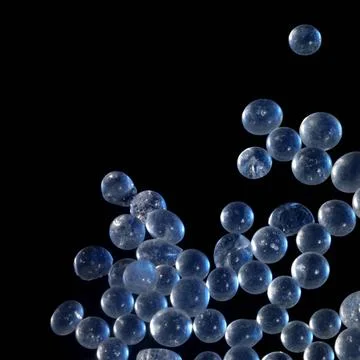 Translucent globules science background with transparent globules in dark ... Stock Photos